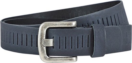 Landley Leather Perforated Slotted Riem - Femme et Homme - Largeur 4 cm - Ceinture unisexe - Cuir véritable - Blauw - Longueur totale 135 cm / Taille de ceinture 115