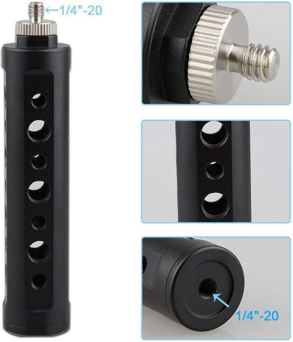 Camera Handvat Grip - Zwart Aluminium - DSLR Stabilizer met 1/4" Mannelijke Schroefdraad .