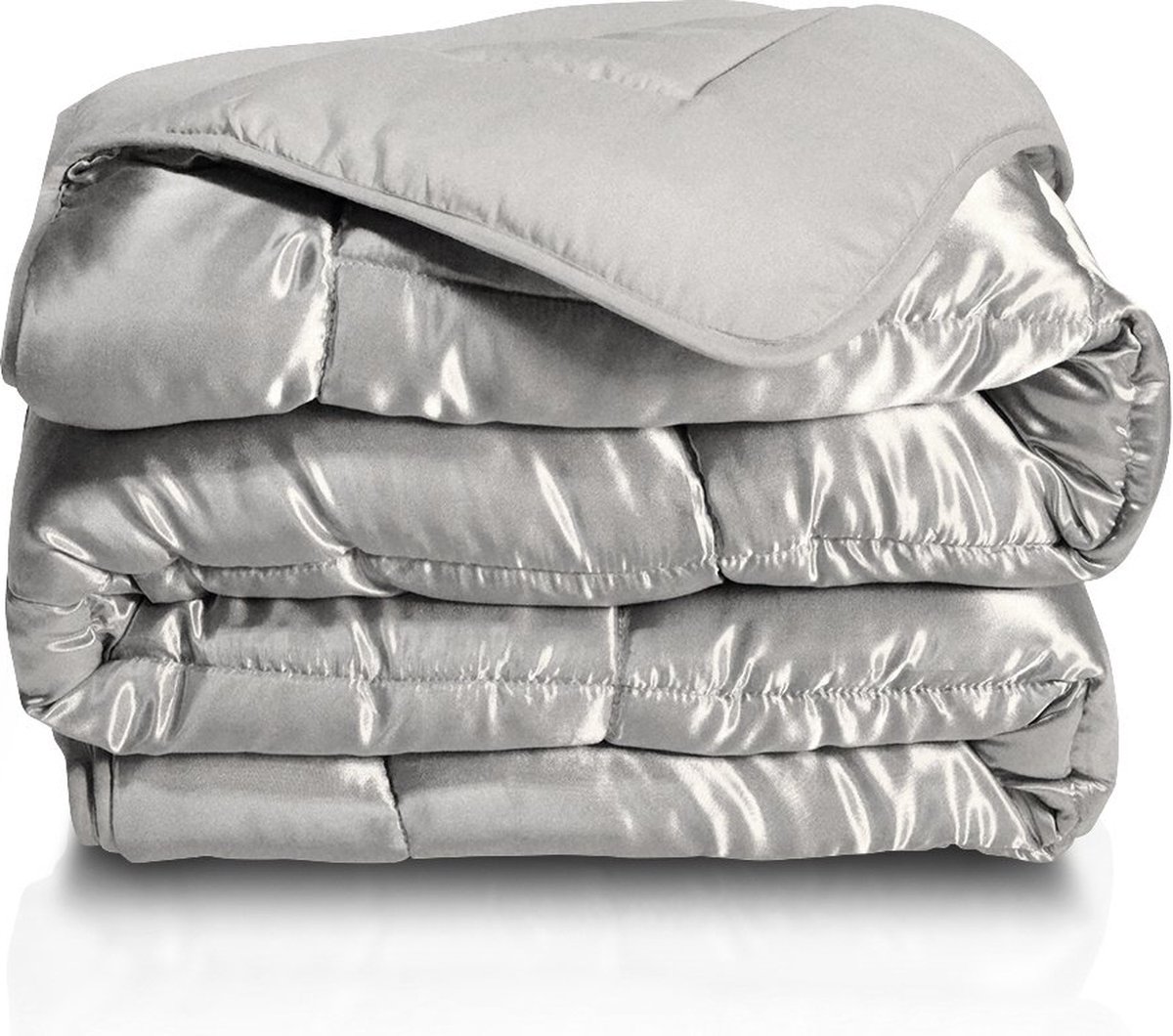 Easy dekbed en overtrek in 1 - Glans satijn - 250 gsm - Silver Grey - tweepersoons - 200x200 cm