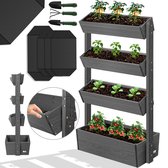 KESSER® Verticale Tuin met 4 Plantenbakken - Kweekbak voor Terras Balkon & Tuin inclusief Tuinvlies verticale Plantenbak met 4 vakken - Antraciet