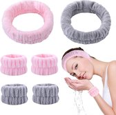 Sibba Spons hoofdband polsbandsets voor het wassen van gezicht, make-up hoofdbanden voor vrouwen meisjes, huidverzorging make-up verwijdering wassen spa yoga sport douche hoofdband badstof handdoek