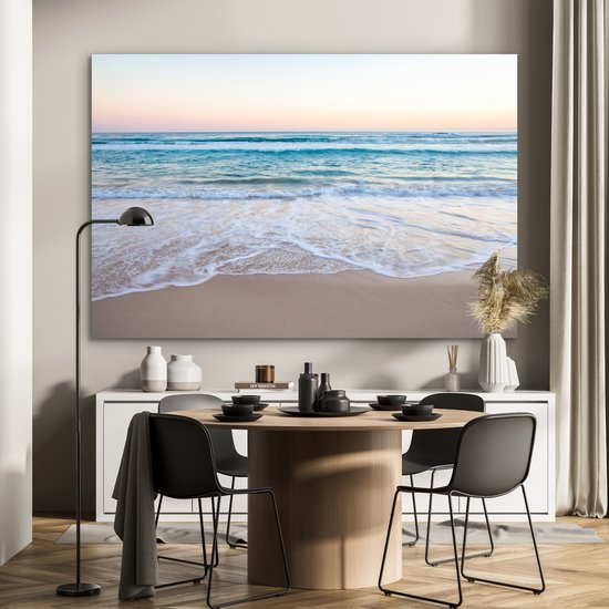 Aluminium schilderij 180x120 cm - Wanddecoratie metaal - Strand - Zee - Pastel - Metalen muurdecoratie woonkamer - Decoratie industrieel - Foto op dibond - Industriële accessoires slaapkamer