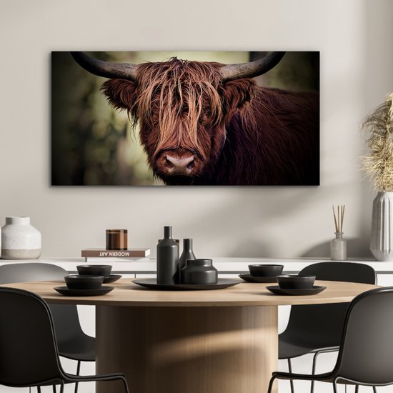 Tableau aluminium 80x40 cm - Décoration murale métal - Highlander écossais - Lumière - Portrait - Nature - Décoration murale métal salon - Décoration industrielle - Photo sur dibond - Accessoires industriels chambre