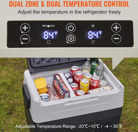 55L Auto Koelbox en Vriezer - Draagbare Compressor Koelbox voor Camping - Reizen en Outdoor Avonturen - zwart/grijs van Fineday — afbeelding 3
