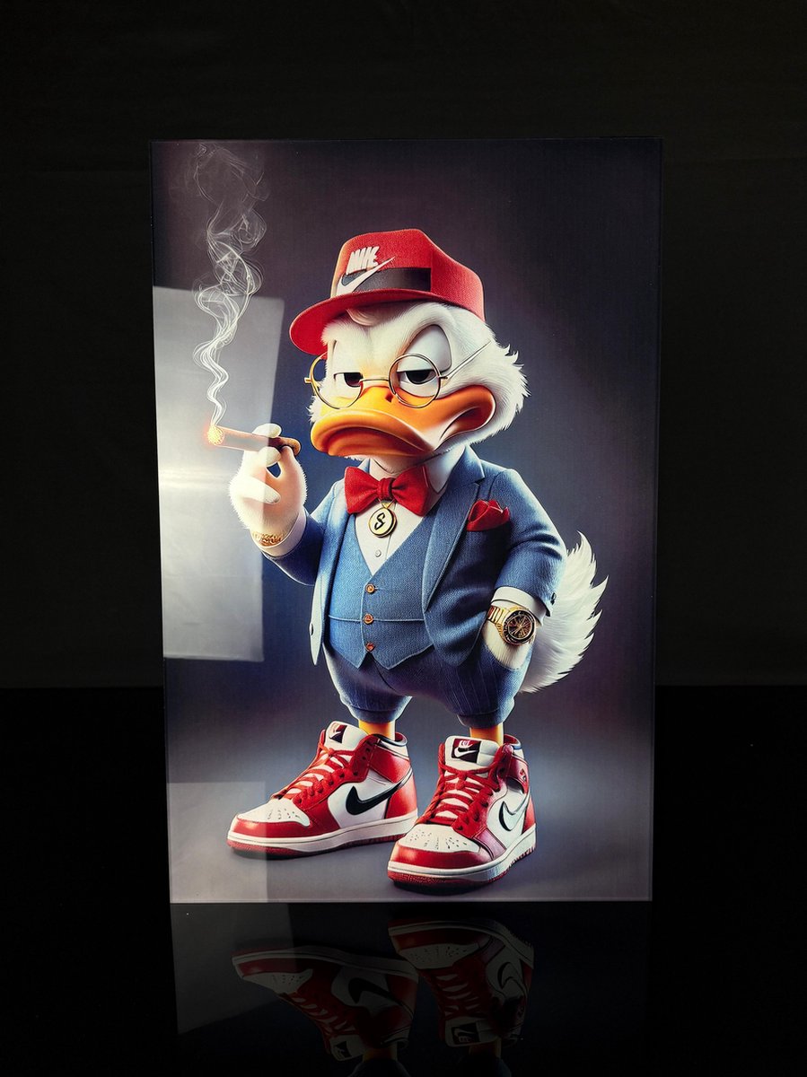 blackarts Smoky Donald Duck schilderij op plexiglas 50x80cm color
