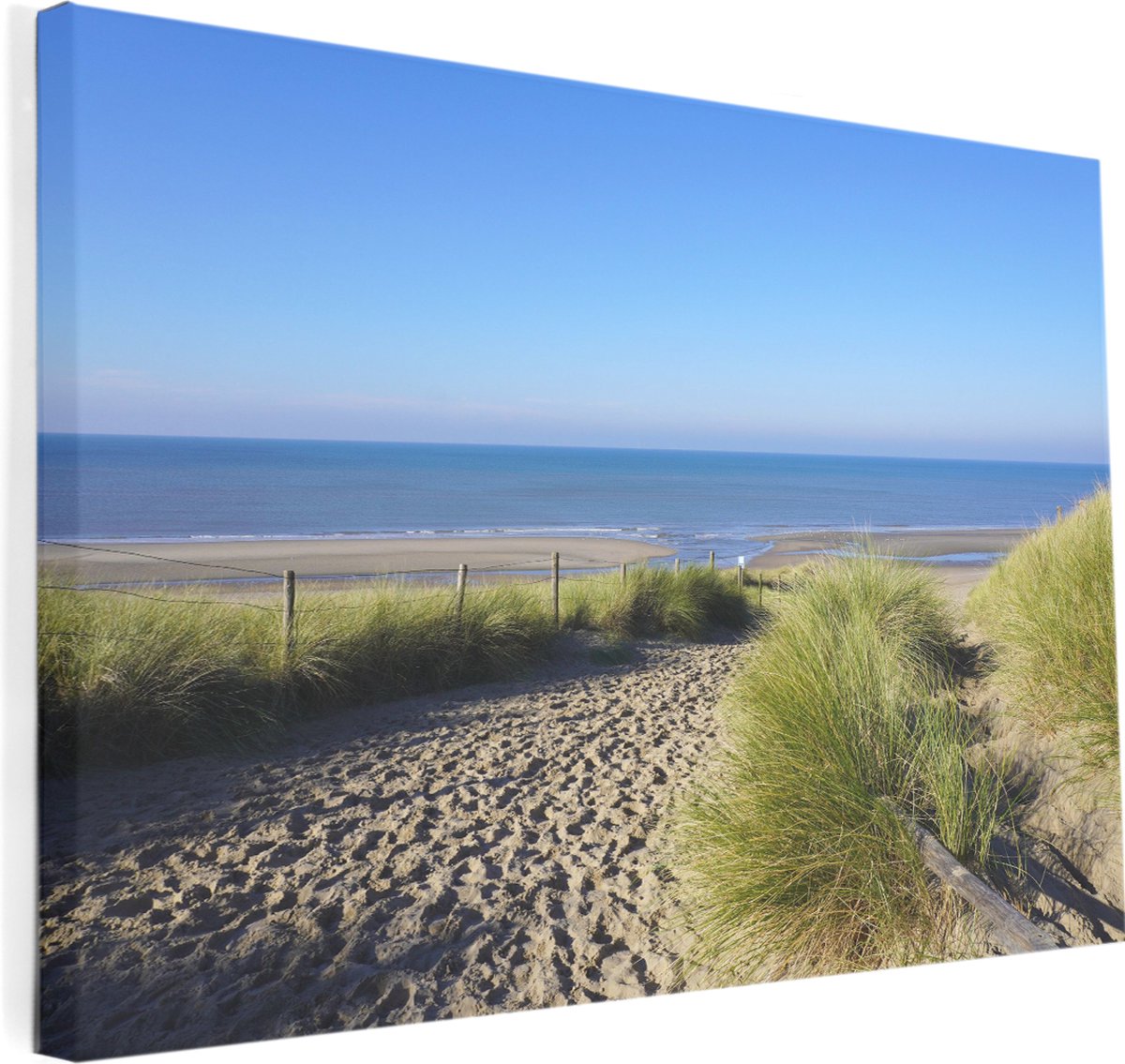 Texelphotos.nl - Foto afdruk op canvas - Texel Duinen doorkijk - Duin - Strand - Zee - Noordzee - Canvas doek – Wanddecoratie - Canvas schilderij – Natuur - Landschap - 90 x 60 cm.