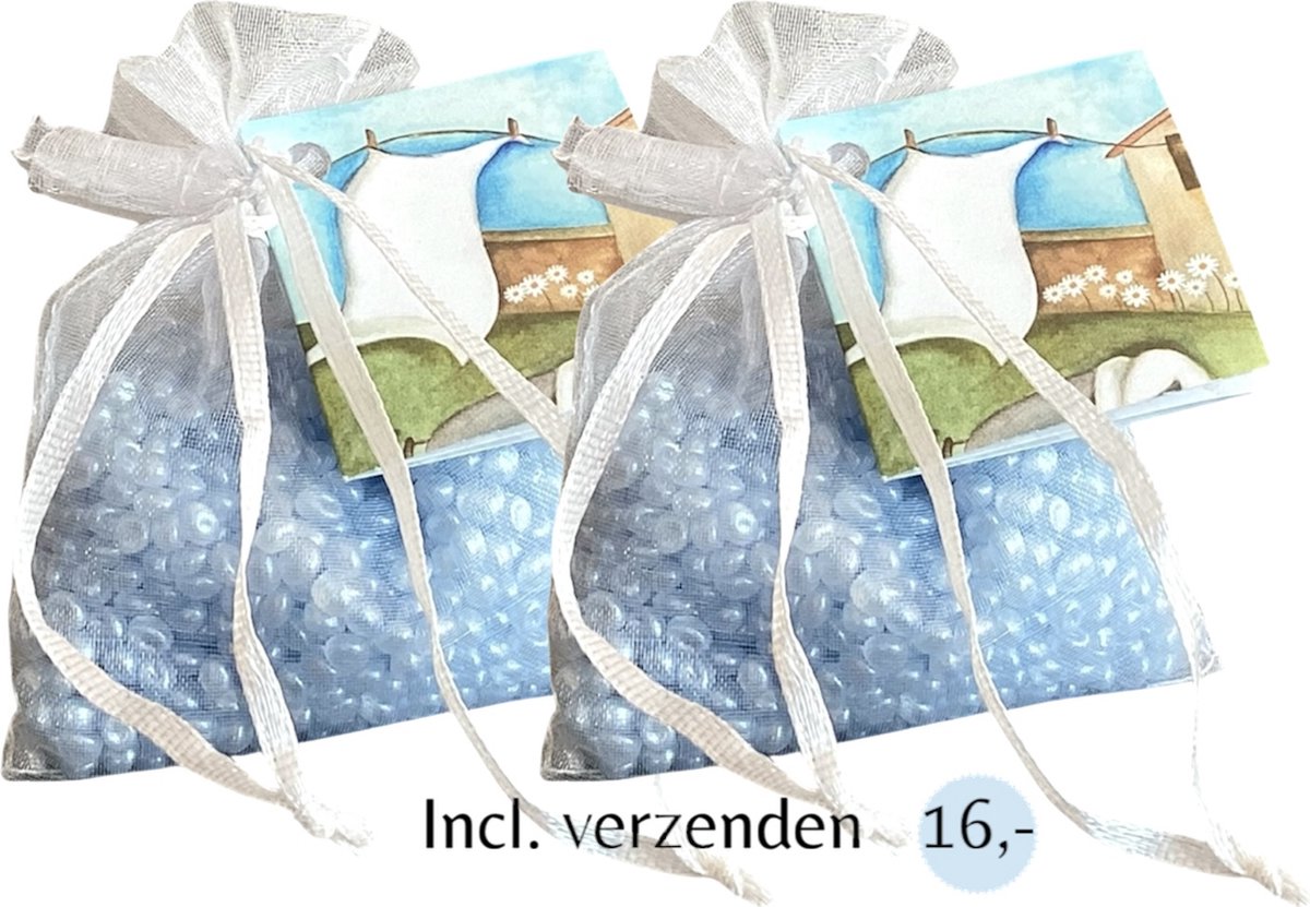 Geurparels 2x 'Boles d'olor Cotonet' - Inclusief verzenden - Katoen - Geurkorrels - Geurzakje - Geurbuiltjes - Geurbuiltje - Geurverfrisser - Luchtverfrisser - Huisparfum - Verfrisser - Frisse schone geur - Kledingkast - Kleding - Kast - Blauw