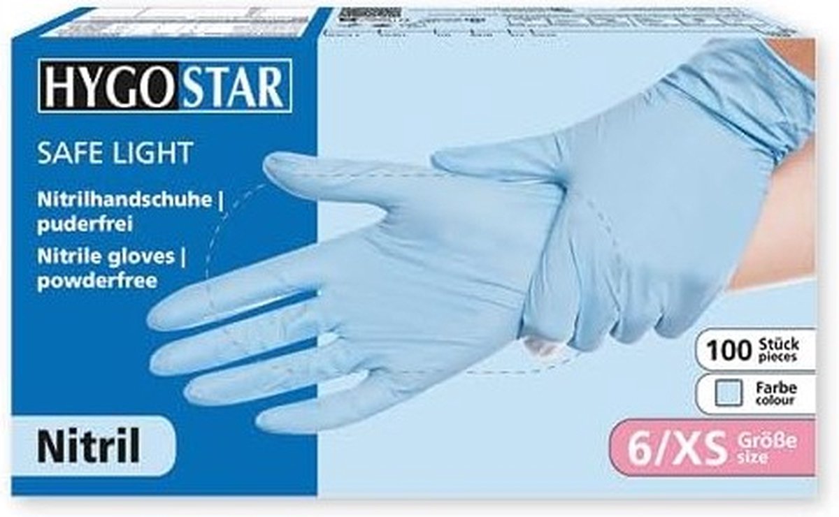 Goedkoopste Hygostar Wegwerp handschoenen - Nitril - Poedervrij - Blauw - XS - 100 stuks