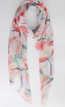 Moby scarf- Lange sjaal- Katoen- Lente zomer- Cosy chic- Blad print- Groen rood peach
