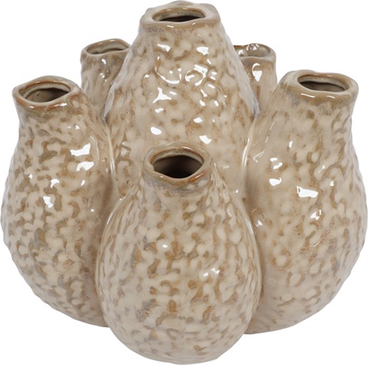 Vaas Freya van steen - Beige - 27,5 x 27,5 x 23 cm