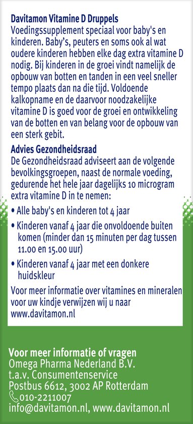 Davitamon Vitamine D Druppels - Vitamine D olie voor baby’s en kinderen - met zonnebloemolie - 100% natuurlijk