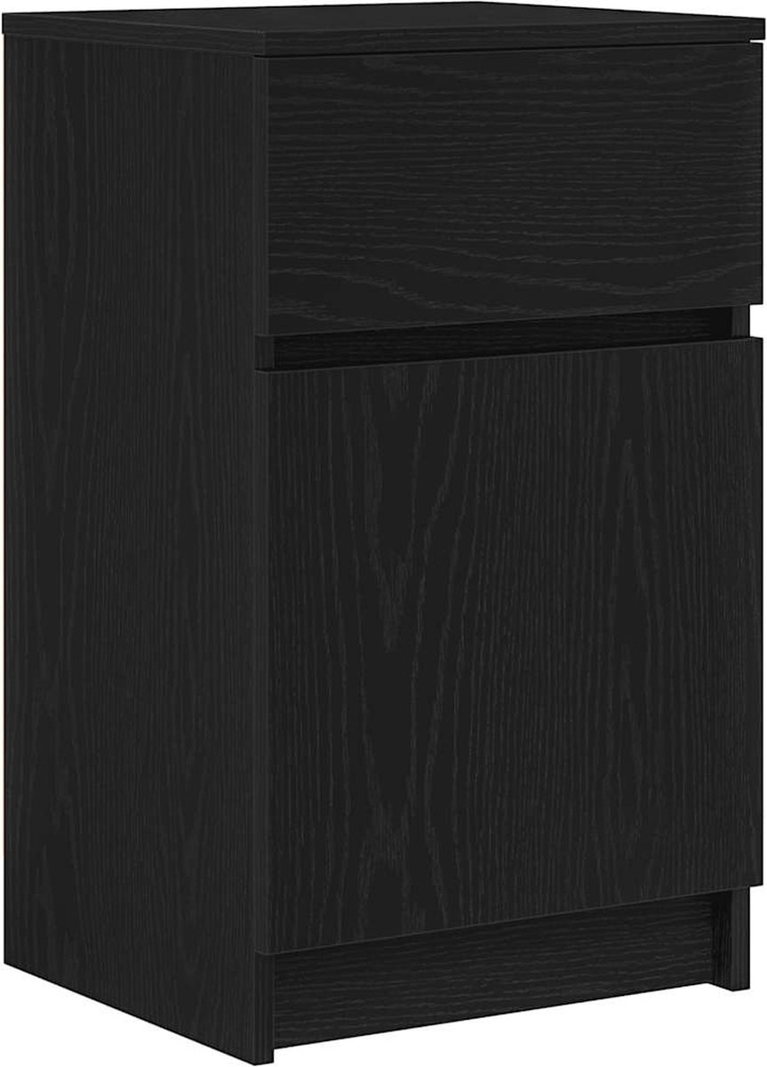 vidaXL Nachtkastje - 39x35x65 - cm - bewerkt - hout - zwart