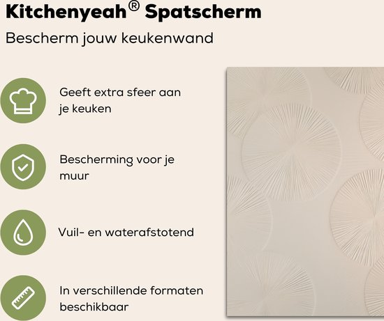 Crédence de Cuisinière en Aluminium 90x60 cm - Japandi - Beige - Moderne - Écran Pare-éclaboussures pour Plaque de Cuisson - Protection Murale