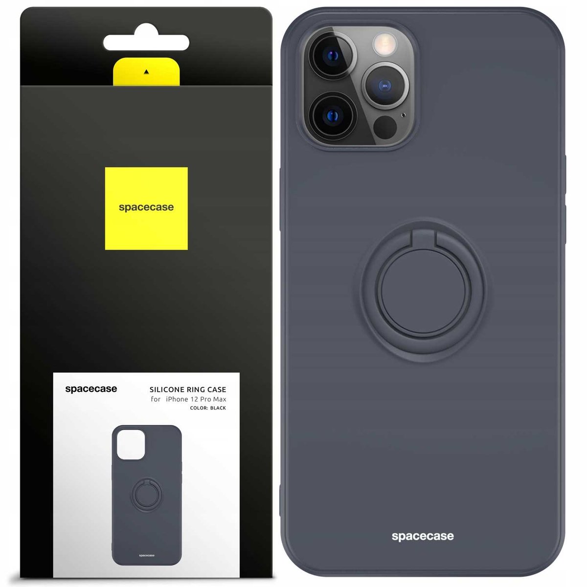 Spacecase Case Siliconen Ring Cover Voor Iphone 12 Pro Max Zwart