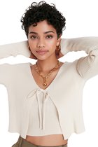 Trendyol Bruin Crop Tie-Gedetailleerd Blouse-Vest Gebreide Pak Twoss21Hi0002