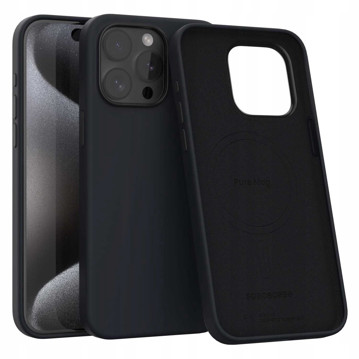 Spacecase Case Cover Voor Iphone 15 Pro Max Sc Pure Mag Zwart