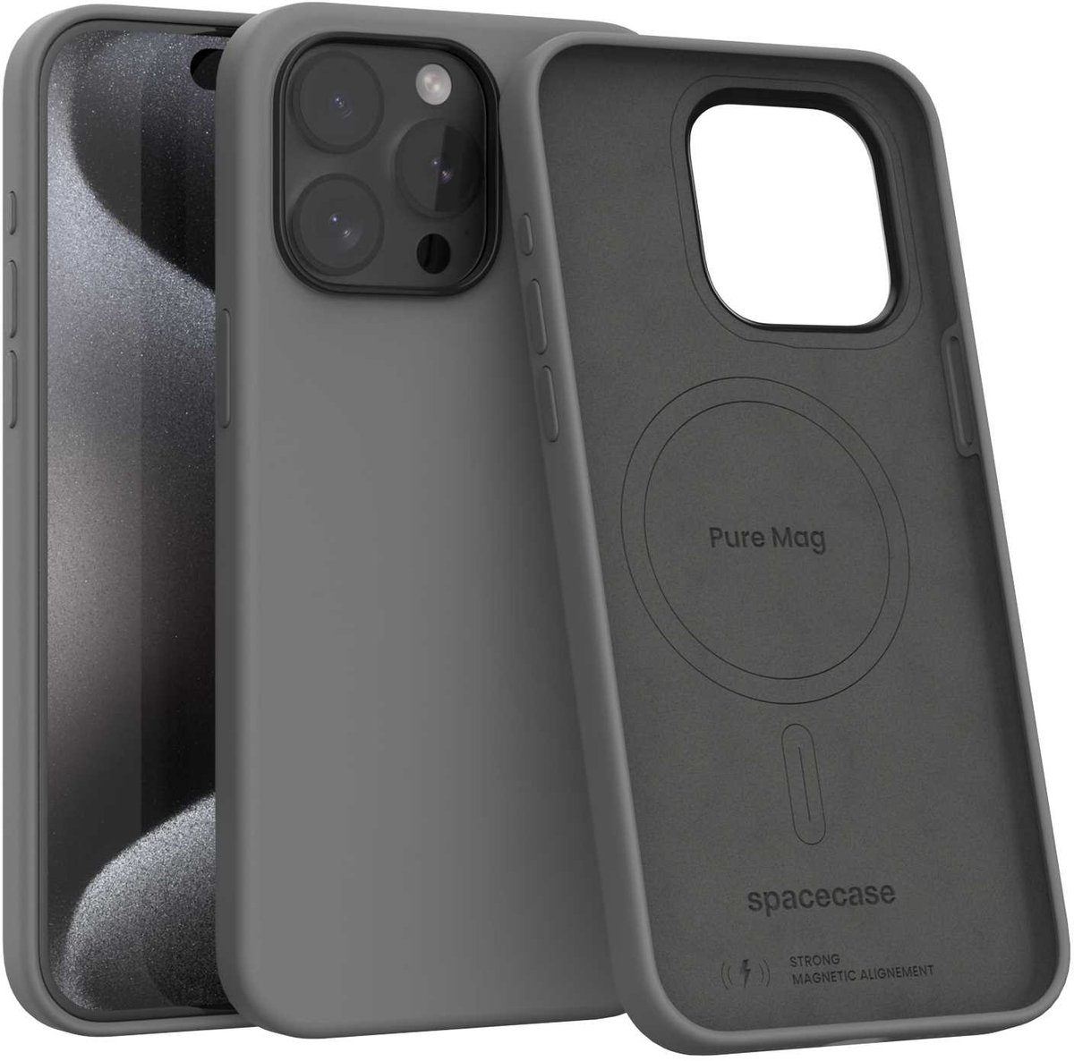 Spacecase Case Cover Voor Iphone 15 Pro Max Sc Pure Mag Grijs