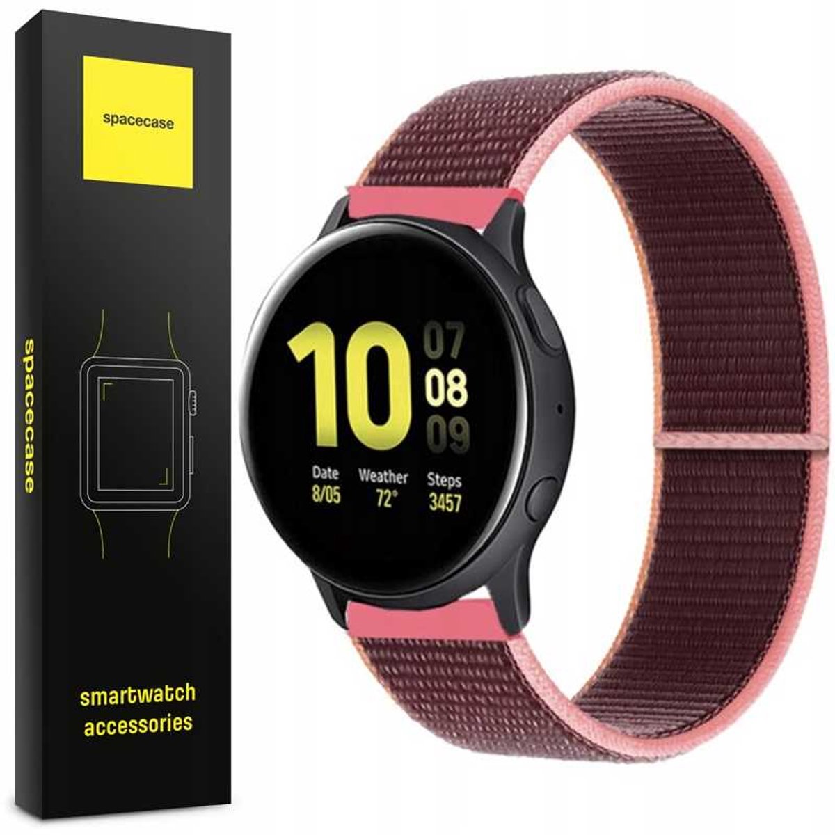 Spacecase Horlogeband 22Mm Nylon Paars Roze Comfortabel