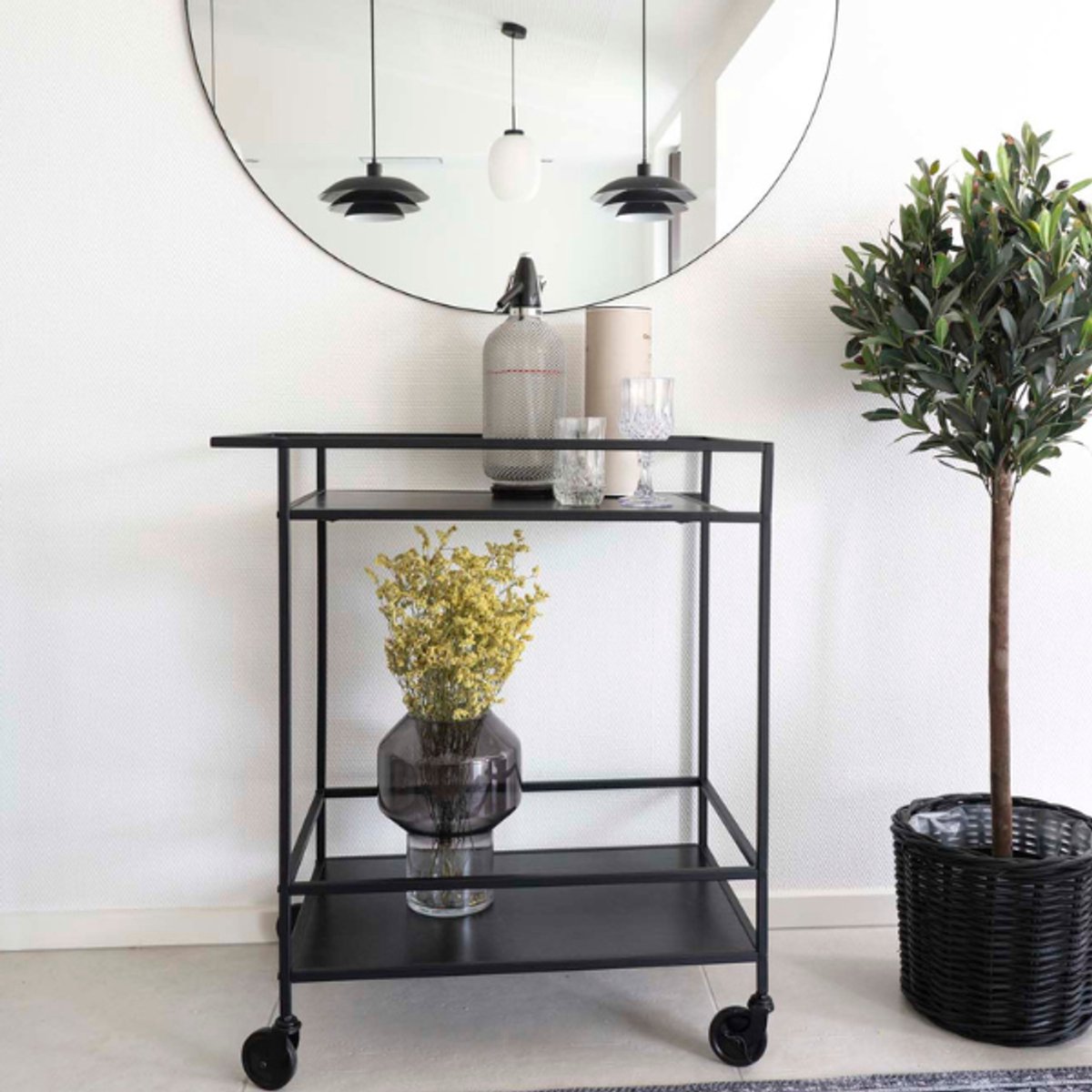 House Nordic Serveerwagen Avery 68x40x59 cm zwart