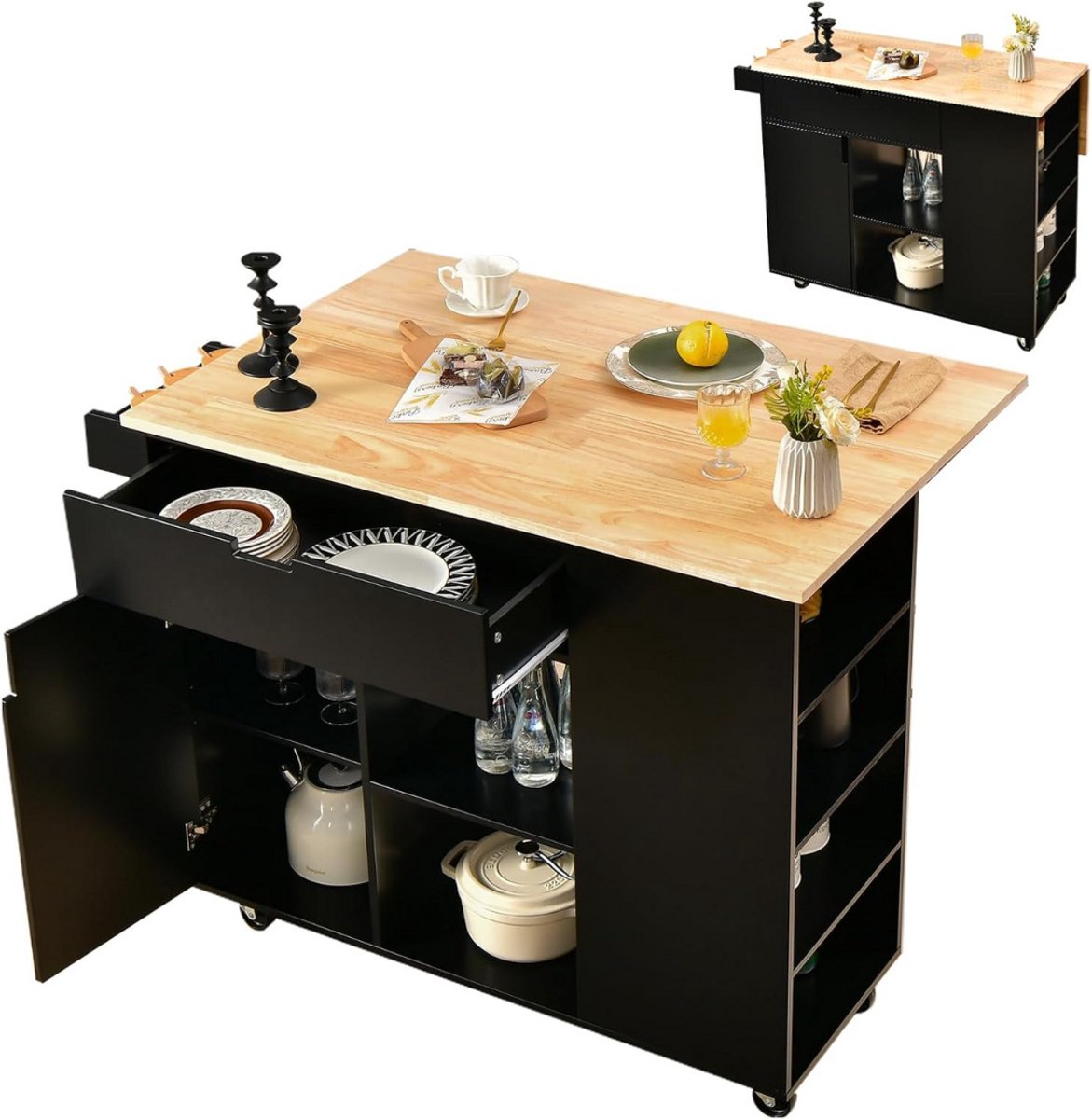 ApexArte® Keukeneiland - Verplaatsbaar - Keukenkast - Dressoir - Organizer