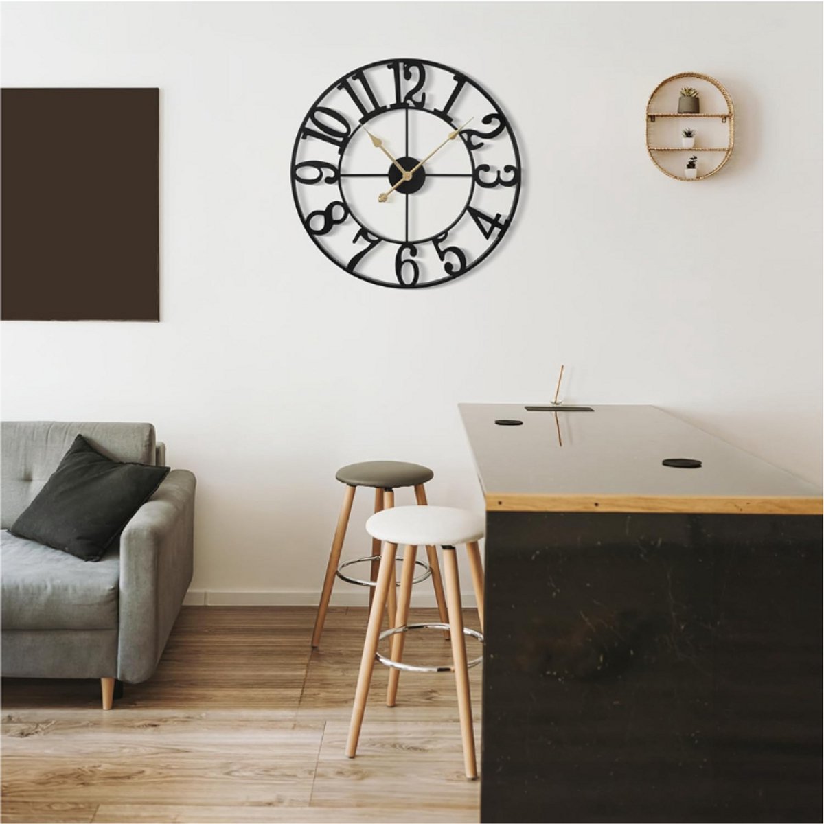 Wandklok Art Eenvoudige Wandklok 3D Metalen Grote