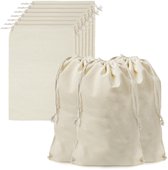 Belle Vous Tassen de Rangement en Mousseline de Coton avec Cordon de Serrage (Lot de 10) - L30 x l20 cm - Tassen en Toile Végétale Réutilisables, Biodégradables & Eco