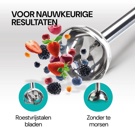 Vitapur Staafmixer 3-in-1 - Incl Hakmolen, Maatbeker en Garde/Klopper - 800W - 5 snelheden - Zwart van Rosmarino — afbeelding 5