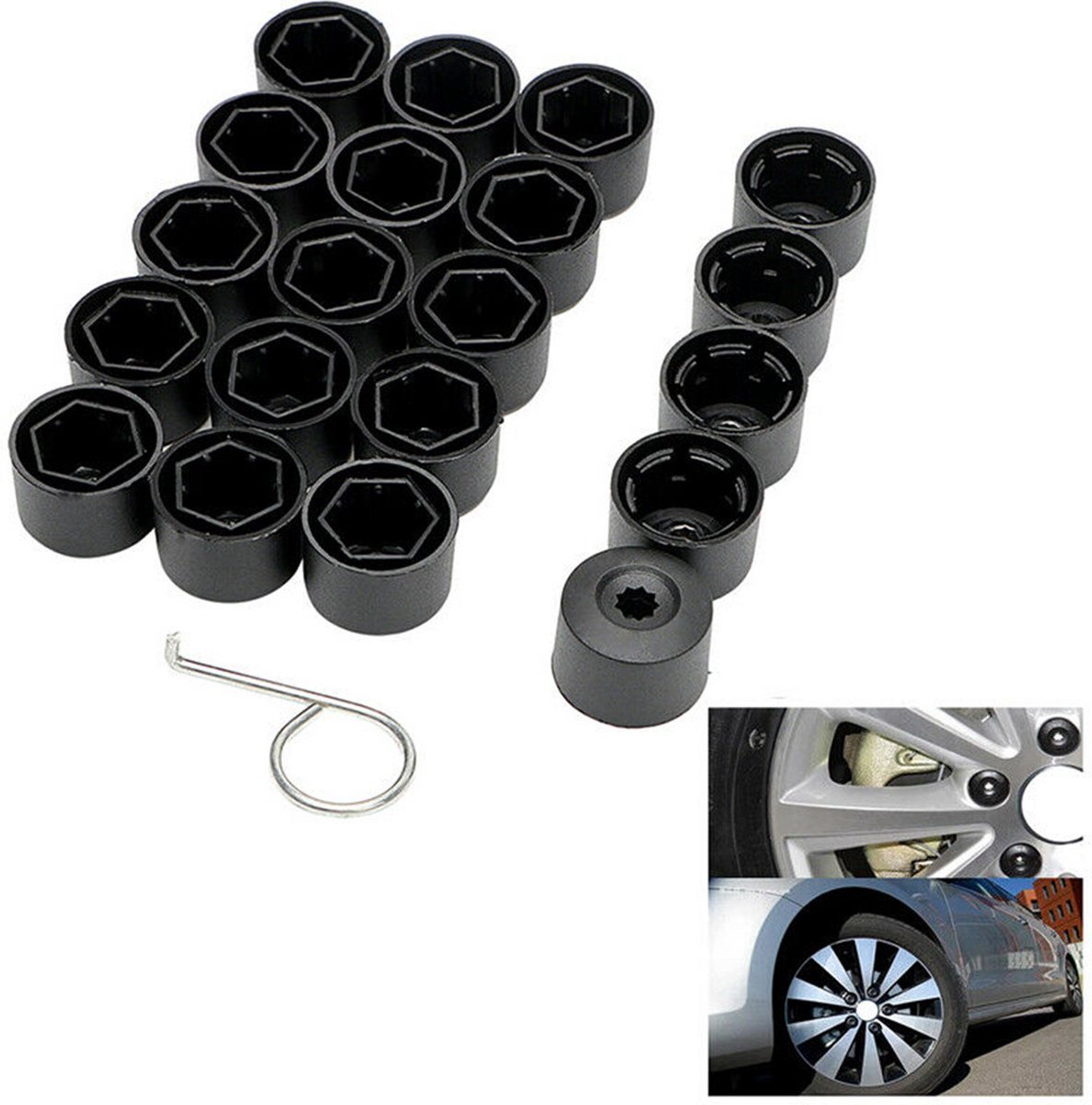 19mm 20st Wielmoer Bout Kopkappen Caps Zwart Gereedschap Voor VW Transporter T5 T6 2003 2004 2005 2006 2007 2008-2020 Auto Styling kopen vanaf een prijs van 5.99