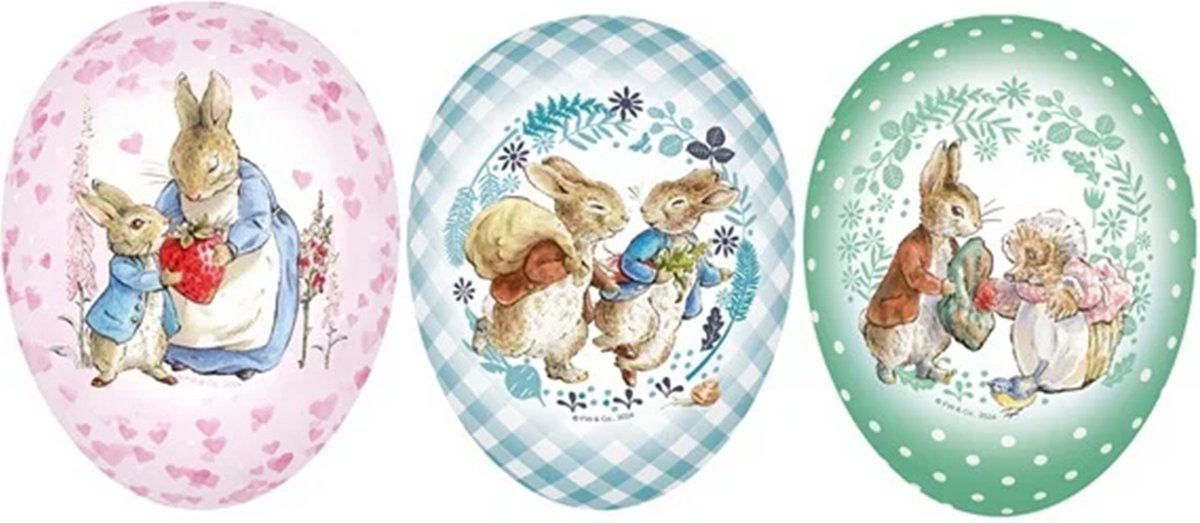 Ei karton Peter Rabbit & Friends. 3 ass. 9cm