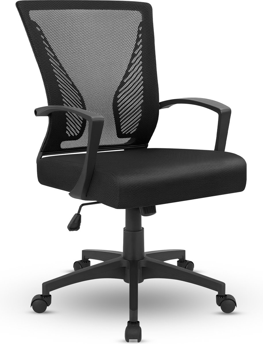 Bayt Ergonomische Bureaustoel - Office Chair - Bureaustoel - Bureaustoel volwassenen - Kantoorstoel - Verstelbaar - Zwart - Nylon basis - Bayt - €57,95