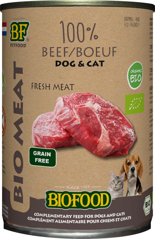 Biofood Organic - Biologisch Hondenvoer Natvoer - Rund - 12 x 400 gr NL-BIO-01