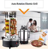 WizBay Premium Select® Elektrische Verticale Rotisserie Grill Rond - 1000W - 6 Spiezen met RVS opvangbak - Inclusief RVS Body – 40cm Hoog! - Multigrill - Kebab - Doner Grill - Shoarmagrill - Zilver Zwart