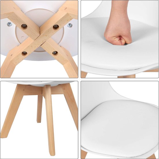 Set van 2 Elegante Kinderstoelen - Kinderzetel/Stoel voor Peuter, Kleuter en Schoolkind - Zithoogte 29 cm - Wit, 56 x 35 x 33,5 cm van Merkloos — afbeelding 3