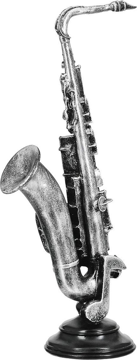 sculptuur muziek saxofoon - grijs - kunsthars - 10x14x36 cm