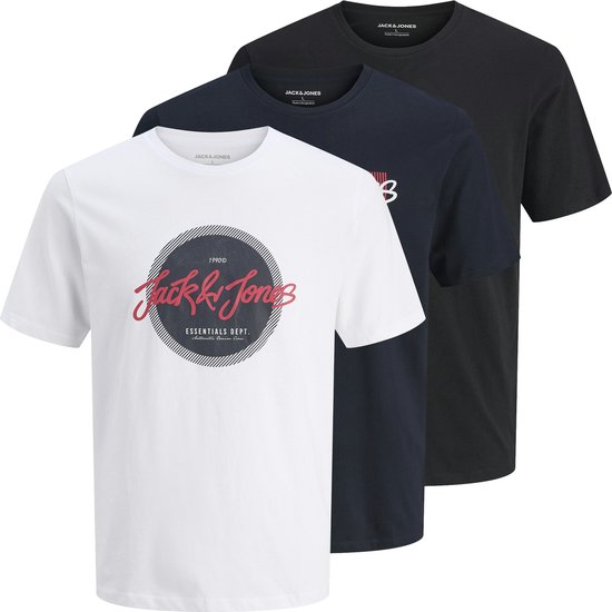 JACK&JONES - T-shirt urbain à manches courtes et col rond, lot de 3 - Homme - T-shirts