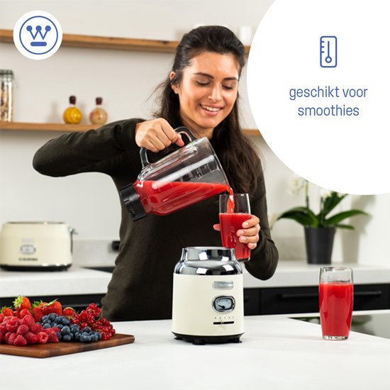 Westinghouse Retro Blender - Smoothie Maker - Wit - 1,5 Liter - 600W van Westin — afbeelding 4