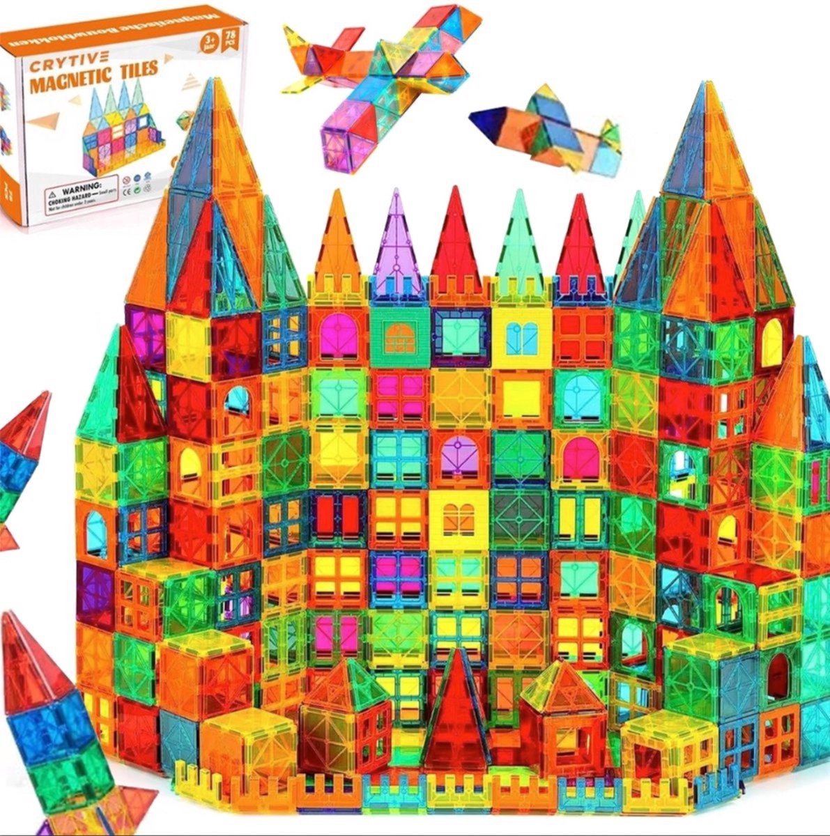 Magnetisch Speelgoed - Voordeelset 78 Stuks - Magnetisch Constructie Speelgoed - Montessori Speelgoed - Veilig Voor Kinderen - Magnetisch Speelgoed - Extra Groot Magnetisch Speelgoed Bouwset