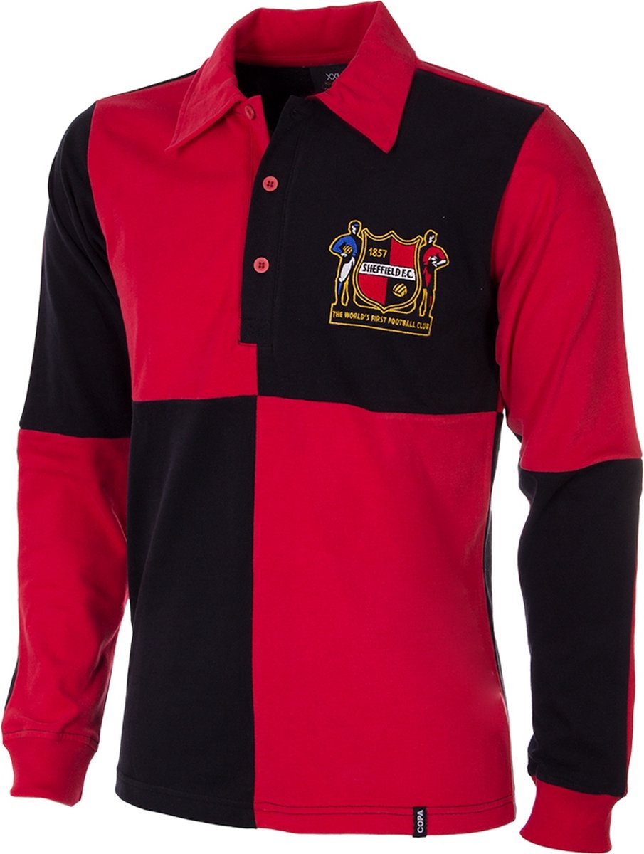 COPA - Sheffield FC 1950's Retro Voetbalshirt - Heren - Rood - Zwart - L