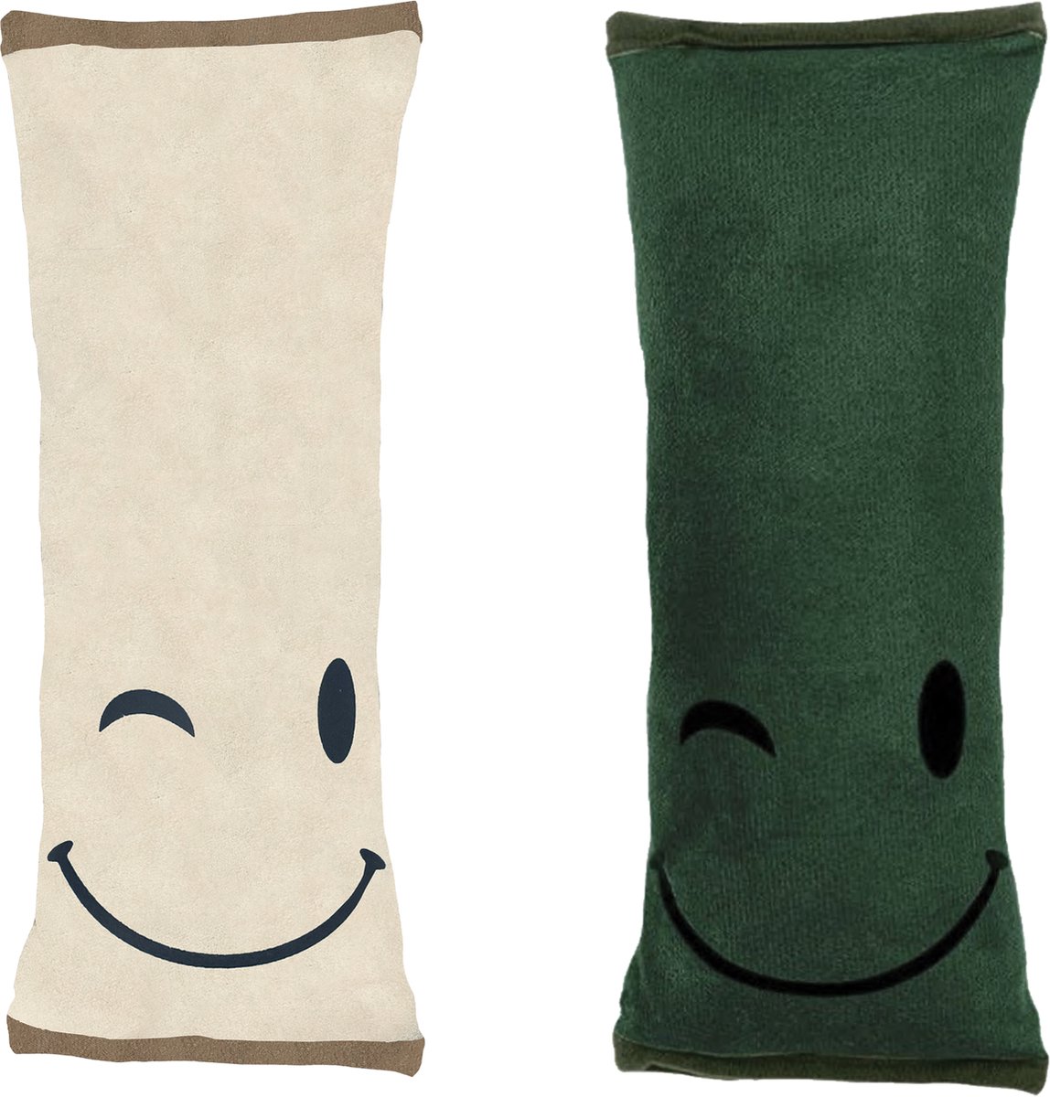 Combiset Groen en Beige - Gordelhoes Kind - Gordelkussen - Gordel Beschermer - Autogordel beschermer - Slaapkussen Auto - Gordelhoes Auto - Nekkussen Kind - Gordelhoezen