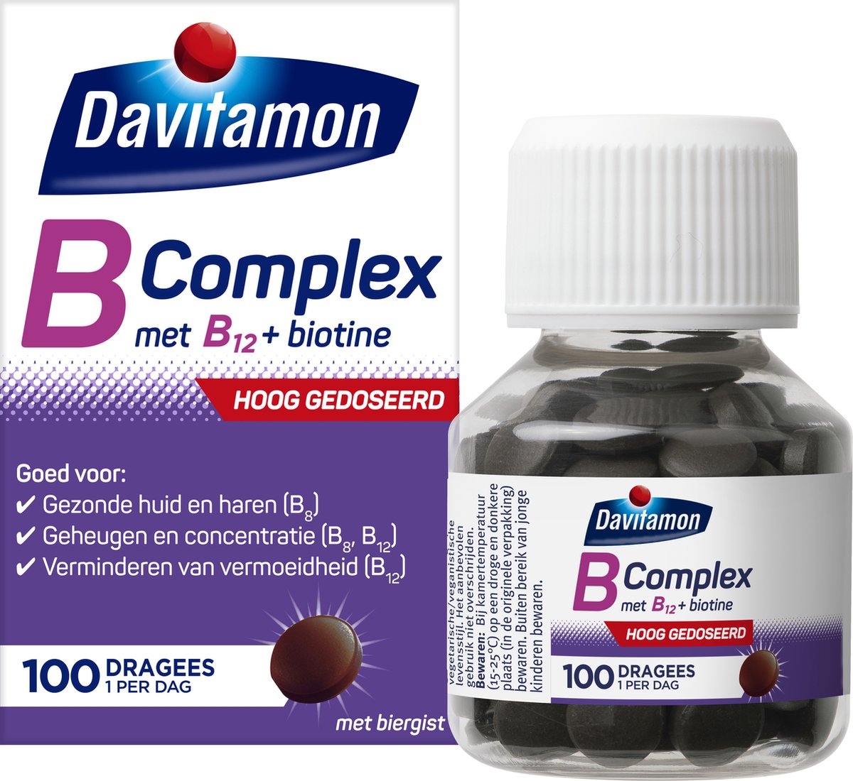 Goedkoopste Davitamon vitamine B-Complex Forte met Biergist en vitamine B12 - Compleet vitamine B voedingssupplement - 100 Tabletten