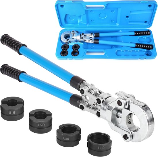 Professionele perstang U-profiel, handperstang, buisperstang set, U16, U20, U25, U32 incl. met 360° draaibare kop, uittrekbare handgreep, voor PEX-buizen, composietbuis