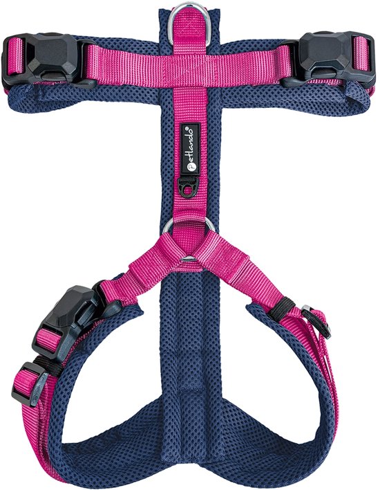 Harness Y-Comfort Navy-Fuchsia met magnetische sluiting -maat S- 44 – 60 cm