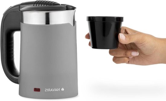 BUYDEEM K314 Reiswaterkoker roestvrij staal, mini elektrische waterkoker, 0,7 l met glas van Schott en compact design, groen