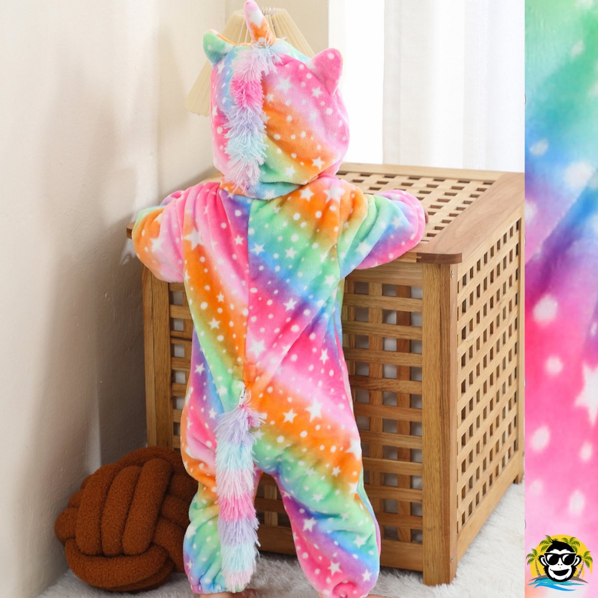 BoefieBoef Unicorn Regenboog Dieren Baby Onesie Peuter Pyjama Kinderen 2-4 jaar 6 maanden tot 2 jaar – Eenhoorn – Verkleedkleding met Luierrits – Voor Carnaval, Kerst- en Kraamcadeau – Flanel - Romper - Boxpak - Jongen - Meisje - Kruippak - Winterpak — afbeelding 7