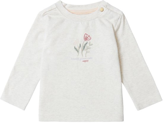 Crème longsleeve shirt met bloemenprint en tekst "locally grown happy".