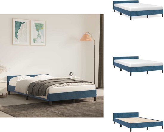 Cadre de lit vidaXL avec tête de lit - Encadrements de lit avec tête de lit - Lit - Meubles de couchage - Cadre de lit sans matelas 120 x 200 cm Velours Bleu foncé