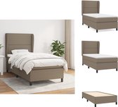 vidaXL Lit à sommier tapissier - Matelas à ressorts ensachés - Soutien mi-ferme - Surmatelas doux pour la peau - Couleur - taupe - Dimensions - 203 x 103 x 118/128 cm (L x L x H) - vidaXL - Lit