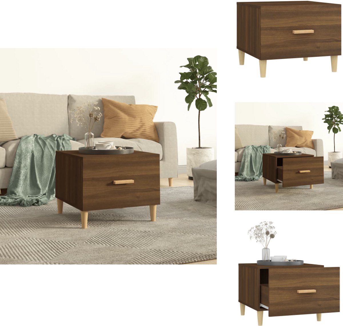 Salontafel | Woonkamertafel | Bijzettafel 102x50x52,5 cm bewerkt hout grijs sonoma eikenkleur