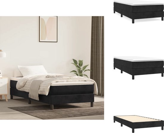 vidaXL - Boxspring - bed - fluweel - zwart - 90x200 - cm