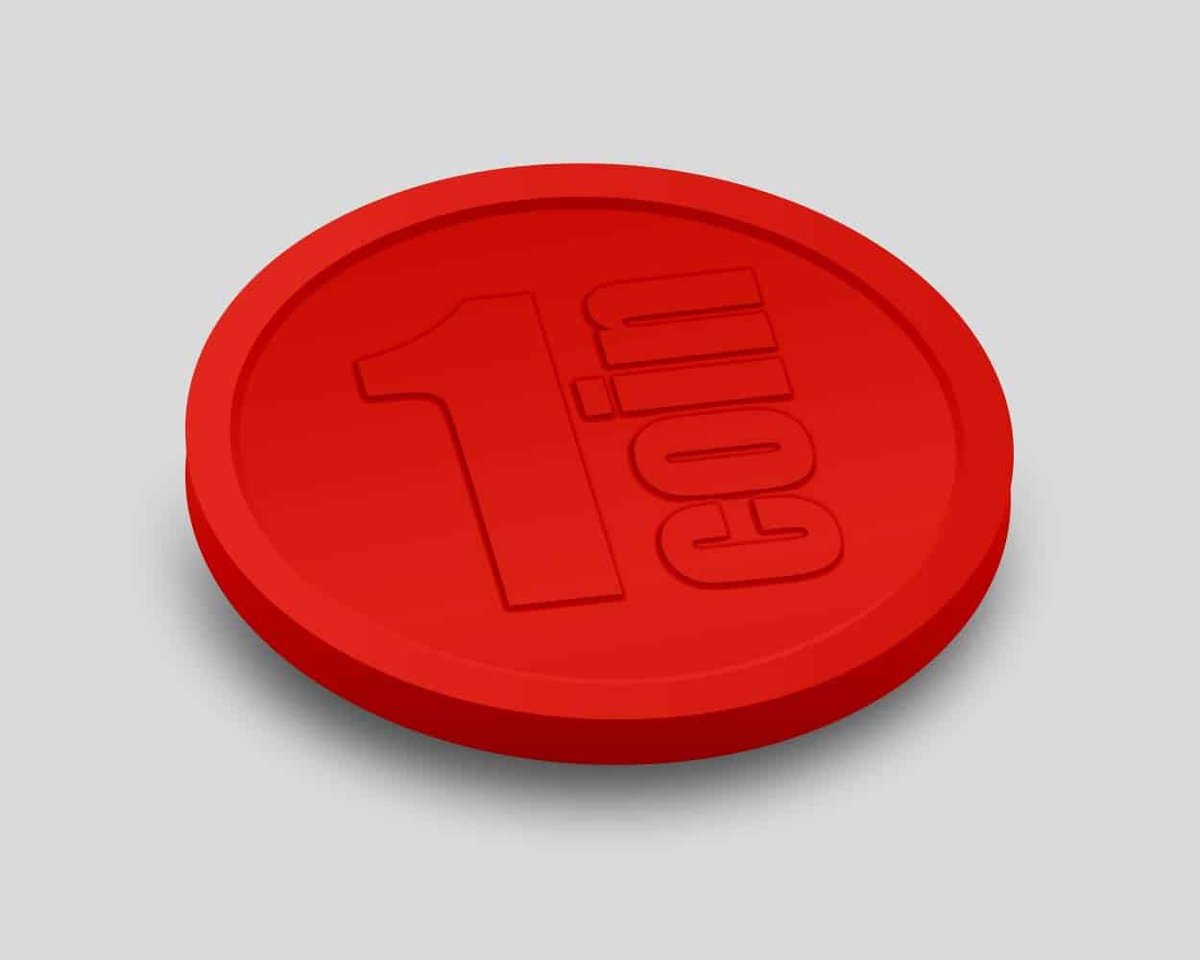 Reliëfmunten 1 Coin 29mm / Consumptiemunten / Betaalmunten (per 250 stuks) - ROOD